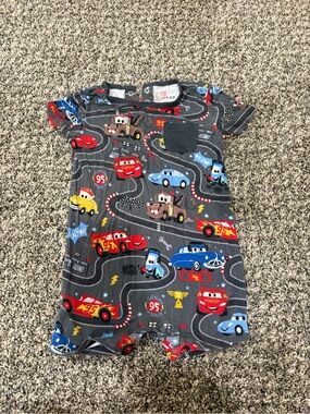 Little Sleepies Grey 'Cars' Short Sleeve Romper with Pocket